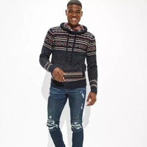 American Eagle AE Super Soft Birdseye Fairisle Hooded Sweater